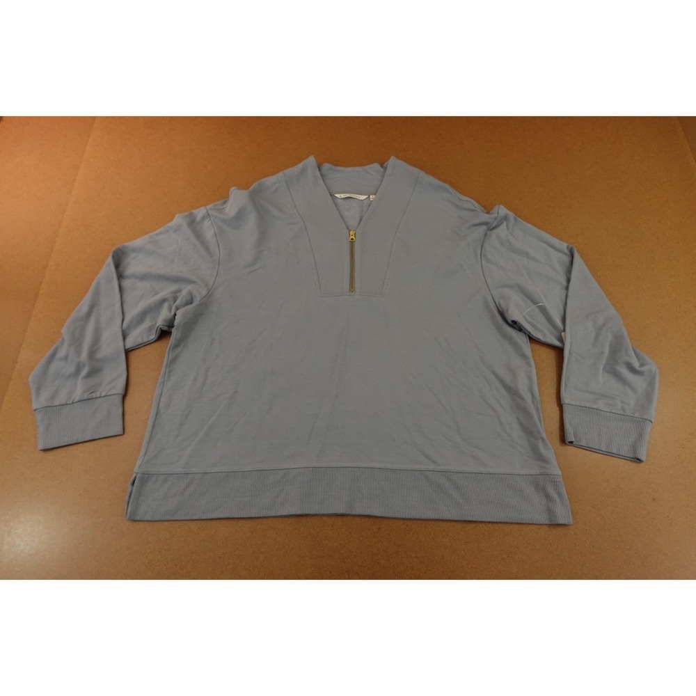 Soma Mens Large Sky Blue Stretch Ultra Soft Fleece Quarter Zip Sweatshirt NWT